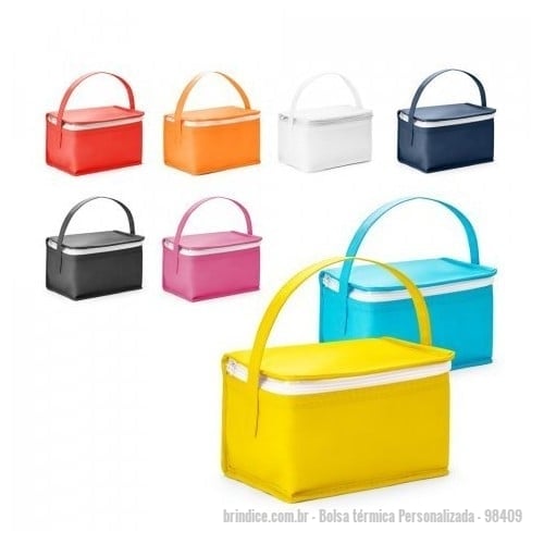 Bolsa térmica personalizada - Bolsa térmica Personalizada - 98409 - Bolsa térmica em non-woven (80 g/m²) com capacidade até 3 L. Certificação EU Food Grade. 180 x 140 x 130 mm - 175352 - Portal de Brindes Personalizados | Guia Bríndice 38 Anos - Bolsa térmica