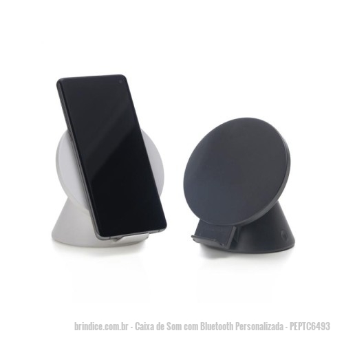 Caixa de Som com Bluetooth personalizada - Caixa de Som com Bluetooth Personalizada - PEPTC6493 - Caixa de Som com Carregador Wireless Personalizado - 165536 - Portal de Brindes Personalizados | Guia Bríndice 38 Anos - Caixa de Som com Bluetooth