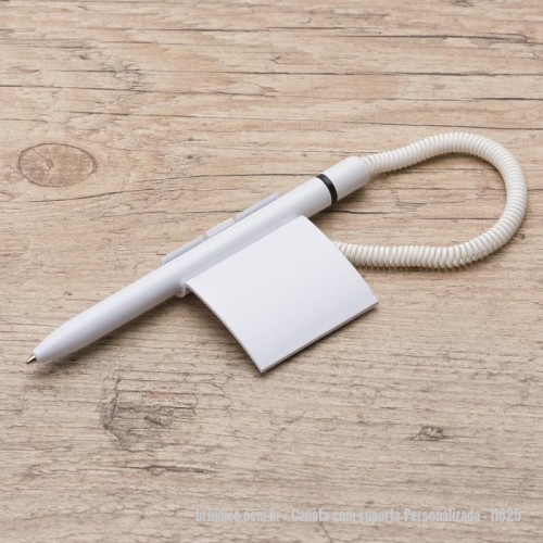 Caneta com suporte personalizada - Caneta com suporte Personalizada - 11825 - Caneta balcão plástica com suporte e adesivo auto colante. Carga esferográfica azul. - 173395 - Portal de Brindes Personalizados | Guia Bríndice 38 Anos - Caneta com suporte