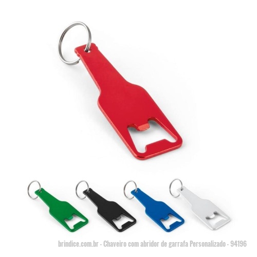 Chaveiro com abridor de garrafa personalizado - Chaveiro com abridor de garrafa Personalizado - 94196 - Chaveiro em alumínio com abridor de garrafas. 30 x 89 x 2,5 mm - 173679 - Portal de Brindes Personalizados | Guia Bríndice 38 Anos - Chaveiro com abridor de garrafa