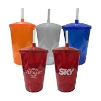 Copo Personalizado | Copo Com Canudo De Acrílico Para Festa. Capacidade: 550 Ml.