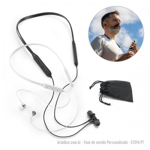 Fone de ouvido personalizado - Fone de ouvido Personalizado - 57914-PT - FONE DE OUVIDO ESPORTIVO BLUETOOTH - 154275 - Portal de Brindes Personalizados | Guia Bríndice 38 Anos - Fone de ouvido