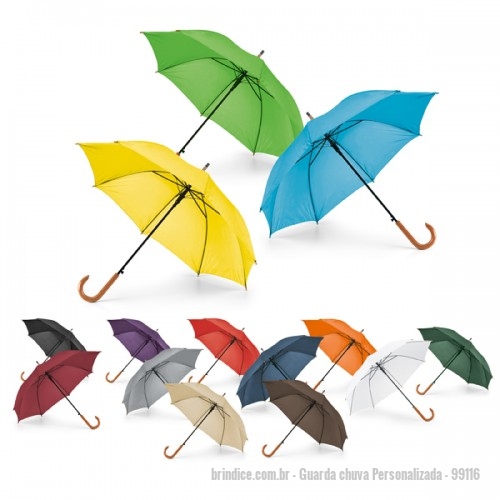Guarda chuva personalizada - Guarda chuva Personalizada - 99116 - Guarda-chuva em poliéster 190T com cabo em madeira - 117675 - Portal de Brindes Personalizados | Guia Bríndice 38 Anos - Guarda chuva