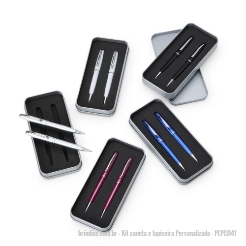 Kit caneta e lapiseira personalizado - Kit caneta e lapiseira Personalizado - PEPCJ141 - Conjunto Caneta e Lapiseira Metal Personalizado - 164760 - Portal de Brindes Personalizados | Guia Bríndice 38 Anos - Kit caneta e lapiseira