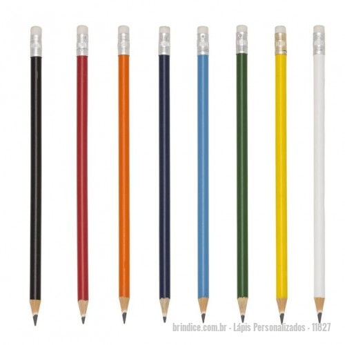 Lápis personalizados - Lápis Personalizados - 11827 - ápis resinado colorido com borracha e grafite preto, guarnição prateada. - 130890 - Portal de Brindes Personalizados | Guia Bríndice 38 Anos - Lápis
