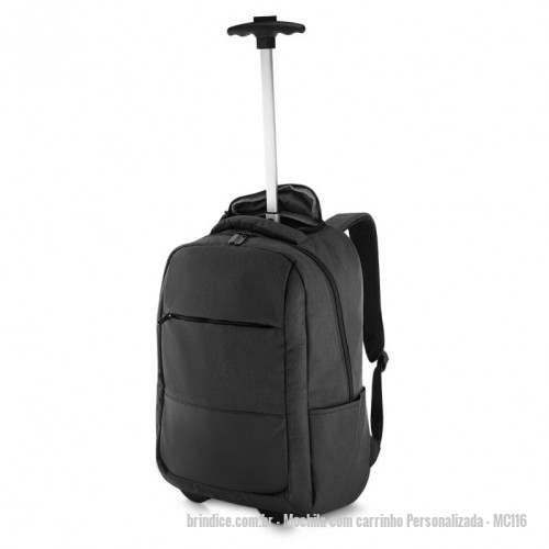 Mochila com carrinho personalizada - Mochila com carrinho Personalizada - MC116 - Mochila com alça retrátil e rodinhas - 114928 - Portal de Brindes Personalizados | Guia Bríndice 38 Anos - Mochila com carrinho