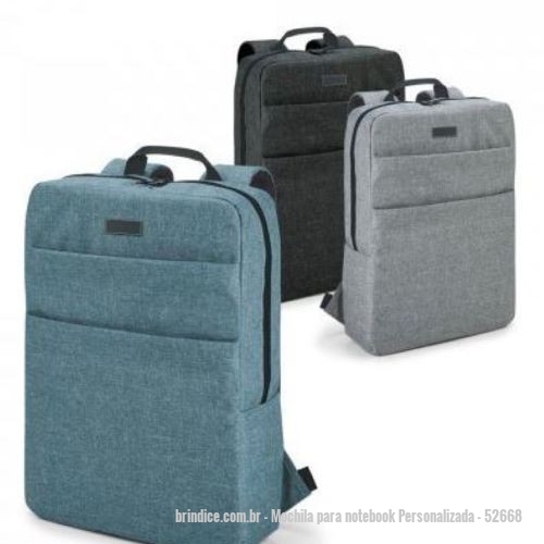 Mochila para notebook personalizada - Mochila para notebook Personalizada - 52668 - Mochila para notebook em 600D de alta densidade com compartimento com divisória almofadada para notebook até 15.6''. Interior forrado e almofadado. Mochila com 2 bolsos frontais, parte posterior e alças almofadadas. Placa metálica removível com imã, para fácil gravação. 295 x 390 x 100 mm | Placa: 50 x 20 mm - 138474 - Portal de Brindes Personalizados | Guia Bríndice 38 Anos - Mochila para notebook