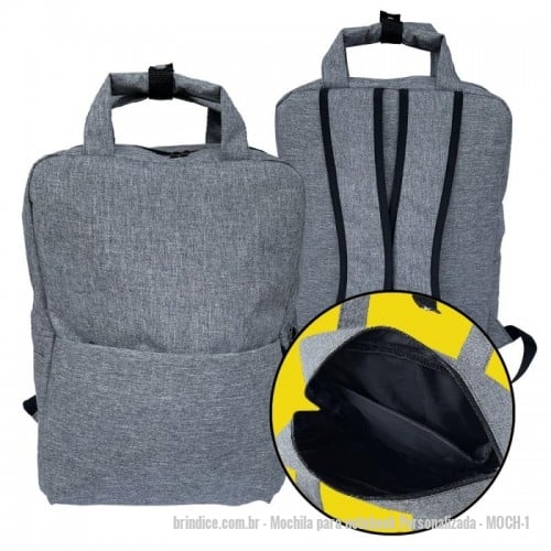 Mochila para notebook personalizada - Mochila para notebook Personalizada - MOCH-1 - Mochila para notebook, confeccionado com tecido nylon, tamanho 29x42x9 cm, divisória para notebook, bolso frontal e dois bolsos laterais, alças e costas acolchoadas. - 148902 - Portal de Brindes Personalizados | Guia Bríndice 38 Anos - Mochila para notebook