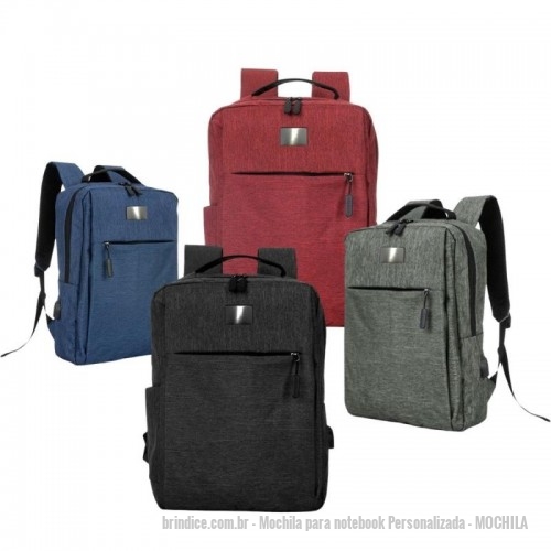 Mochila para notebook personalizada - Mochila para notebook Personalizada - MOCHILA - Mochila de nylon 21 litros com três compartimentos, sendo o principal com bolso para notebook 156. Com divisórias internas para acessórios, a mochila possui bolso lateral e suporte externo usb. Altura : 43 cm Largura : 29 cm Profundidade : 17 cm Medidas aproximadas para gravação (CxL): 23 cm x 10 cm Peso aproximado (g): 522 AZUL CINZA PRETO VERMELHO - 160600 - Portal de Brindes Personalizados | Guia Bríndice 38 Anos - Mochila para notebook