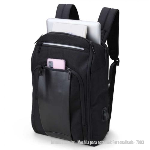 Mochila para notebook personalizada - Mochila para notebook Personalizada - 7003 - Mochila Nylon 23 Litros com detalhes em couro sintético, perfeita para o profissional moderno e o aventureiro urbano. - 164555 - Portal de Brindes Personalizados | Guia Bríndice 38 Anos - Mochila para notebook