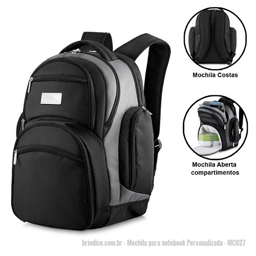 Mochila para notebook personalizada - Mochila para notebook Personalizada - MC027 - Mochila para Notebook 16.5 Polegadas - 166596 - Portal de Brindes Personalizados | Guia Bríndice 38 Anos - Mochila para notebook