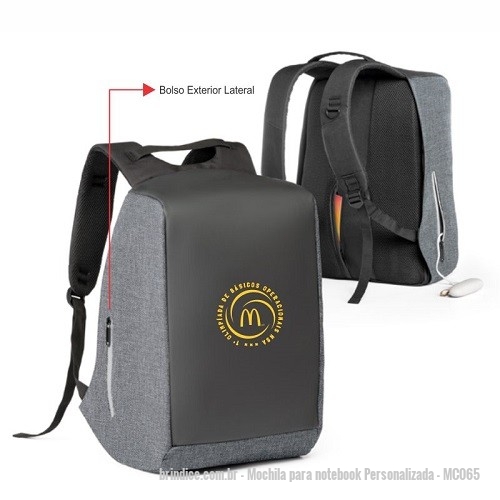 Mochila para notebook personalizada - Mochila para notebook Personalizada - MC065 - Mochila para Notebook 15.6 Polegadas - 166686 - Portal de Brindes Personalizados | Guia Bríndice 38 Anos - Mochila para notebook