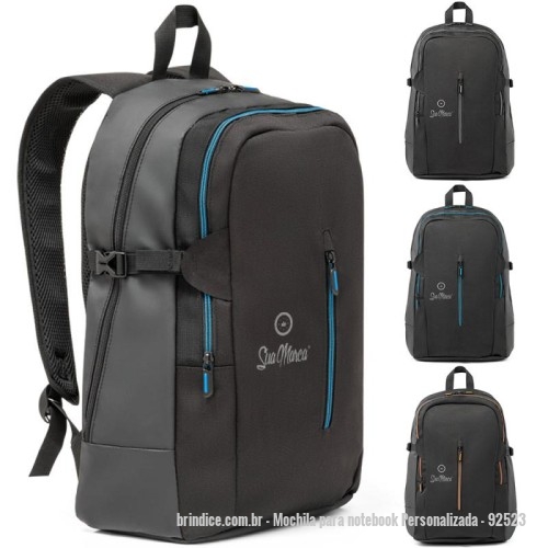 Mochila para notebook personalizada - Mochila para notebook Personalizada - 92523 - Mochila para notebook 900D com acabamento em couro sintético, oferecendo estilo e funcionalidade. Possui 2 compartimentos principais, sendo o posterior forrado com divisória almofadada para proteger notebooks de até 15,6", além de um bolso com zíper e tela para acessórios. O segundo compartimento, também forrado, conta com múltiplos bolsos internos para organização eficiente. Conforto garantido com alças e parte posterior almofadadas, além de uma capacidade de até 18 L, ideal para o dia a dia corrido. Prática, segura e moderna! - 171046 - Portal de Brindes Personalizados | Guia Bríndice 38 Anos - Mochila para notebook