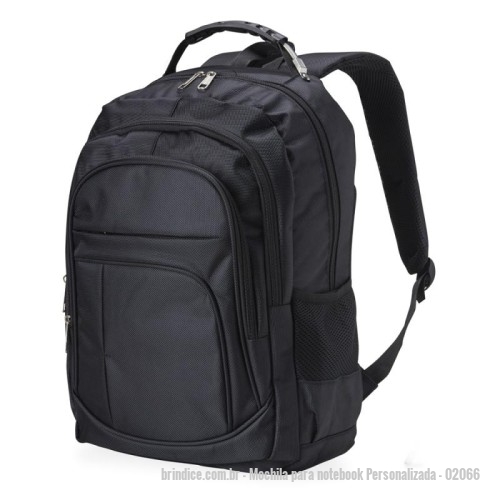 Mochila para notebook personalizada - Mochila para notebook Personalizada - 02066 - Mochila de nylon 30 litros com quatro compartimentos, sendo o principal com bolso para notebook 15,6. A mochila possui bolsos laterais em malha, duas alças de mãos e área costada com revestimento espumado. - 173708 - Portal de Brindes Personalizados | Guia Bríndice 38 Anos - Mochila para notebook