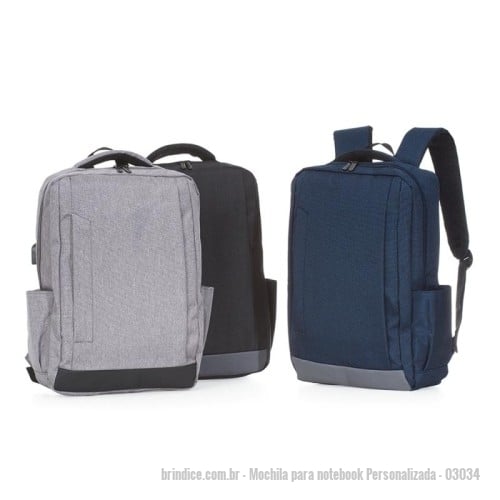 Mochila para notebook personalizada - Mochila para notebook Personalizada - 03034 - Mochila de nylon 27 litros com dois compartimentos, sendo o principal com bolso para notebook 15,6. Com divisórias internas para acessórios, a mochila possui bolsos laterais, suporte externo usb, duas alças de mãos e alça para engate em malas de viagem. - 173713 - Portal de Brindes Personalizados | Guia Bríndice 38 Anos - Mochila para notebook