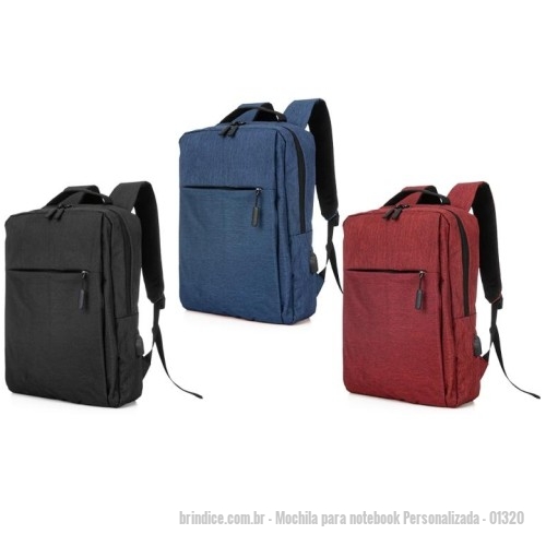 Mochila para notebook personalizada - Mochila para notebook Personalizada - 01320 - Mochila de nylon 21 litros com três compartimentos, sendo o principal com bolso para notebook 15,6. Com divisórias internas para acessórios, a mochila possui bolso lateral e suporte externo usb. - 174009 - Portal de Brindes Personalizados | Guia Bríndice 38 Anos - Mochila para notebook