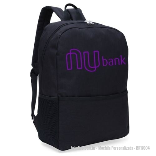 Mochila personalizada - Mochila Personalizada - BR17004 - Mochila de poliéster 27 litros com dois compartimentos, sendo o principal com bolso para notebook 156. A mochila possui bolsos laterais em malha e área costada com revestimento espumado. Medidas aproximadas para gravação (CxL): 22,5 cm x 30 cm Tamanho total aproximado (CxL): 45 cm x 36 cm x 17 cm Peso aproximado (g): 381 - 152378 - Portal de Brindes Personalizados | Guia Bríndice 38 Anos - Mochila