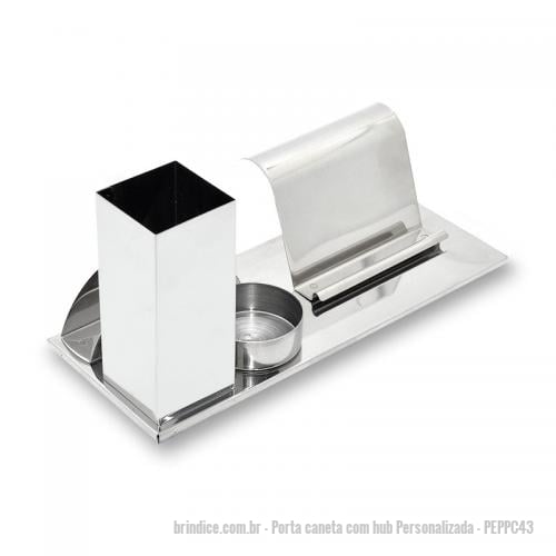 Porta caneta com hub personalizada - Porta caneta com hub Personalizada - PEPPC43 - Porta Caneta com Porta Cartco Promocional - 116991 - Portal de Brindes Personalizados | Guia Bríndice 38 Anos - Porta caneta com hub
