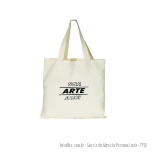 Sacola de Algodão personalizada - Sacola de Algodão Personalizada - FP12 - Apresentamos a Sacola de Algodão P 25x23cm Personalizada, a solução perfeita para quem busca praticidade, estilo e consciência ambiental em um único produto. Ideal para carregar pequenos objetos, compras rápidas, livros ou como um brinde especial, essa sacola é a escolha inteligente para quem se preocupa com o planeta e com a imagem da sua marca. Características Algodão ecológico: Fabricada em algodão natural, um material renovável e biodegradável, que contribui para a preservação do meio ambiente. Tamanho compacto: Com dimensões de 25x23cm, é perfeita para carregar pequenos objetos, livros, lanches e outros itens essenciais do dia a dia. Alças internas costuradas: As alças são costuradas na parte interna da sacola, garantindo maior resistência e durabilidade, mesmo com cargas mais leves. Personalização exclusiva: Adicione sua marca, logo, arte ou mensagem e transforme a sacola em um brinde único e memorável para seus clientes, colaboradores ou eventos. Vantagens Sustentabilidade: Uma - 171277 - Portal de Brindes Personalizados | Guia Bríndice 38 Anos - Sacola de Algodão
