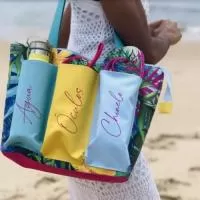 Sacola de Algodão Personalizada | Sacola Praia  Eventos Em Tecido Com Divisórias  Com Logo 